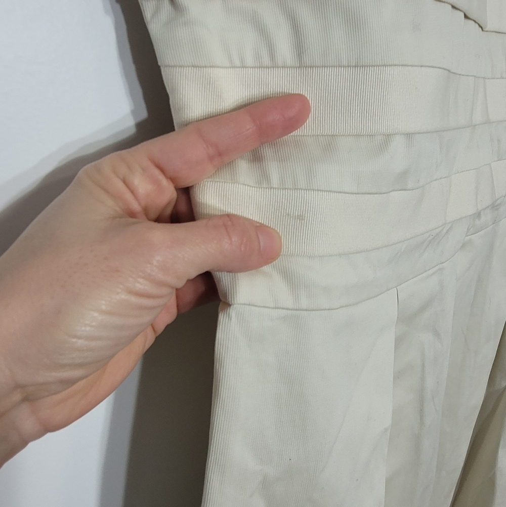 & Others Stories Ivory Cotton Pleated Bottom Pockets Business Zipper Back Sz 40 - Picture 8 of 13
